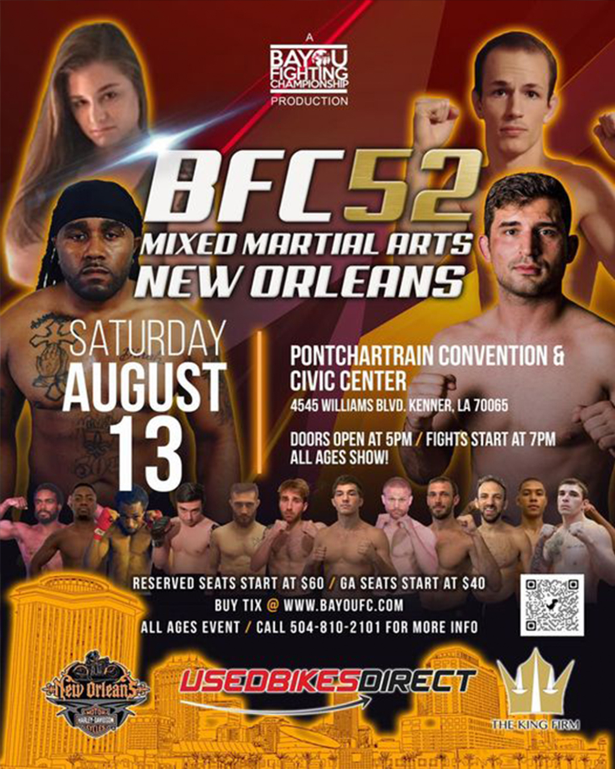Bayou Fighting Championship 52 Live on Combat Sports Now