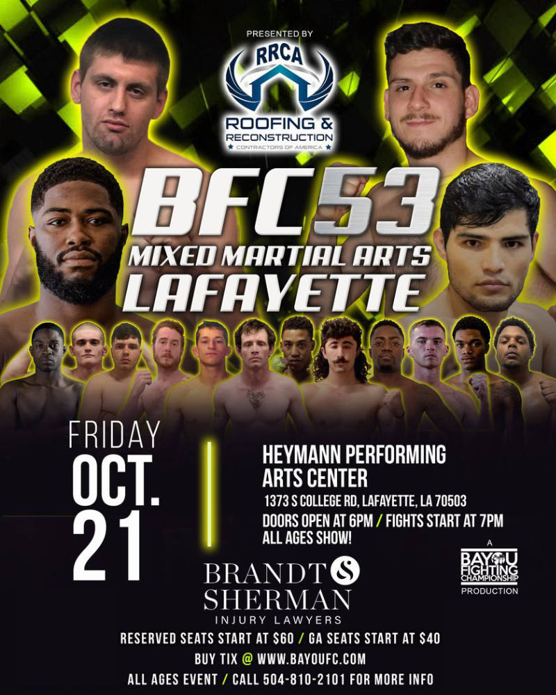 Bayou Fighting Championship 53 Live on Combat Sports Now