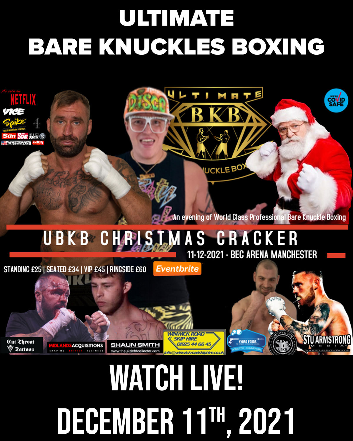 Ultimate Bare Knuckles Boxing Christmas Cracker Live on Combat Sports Now