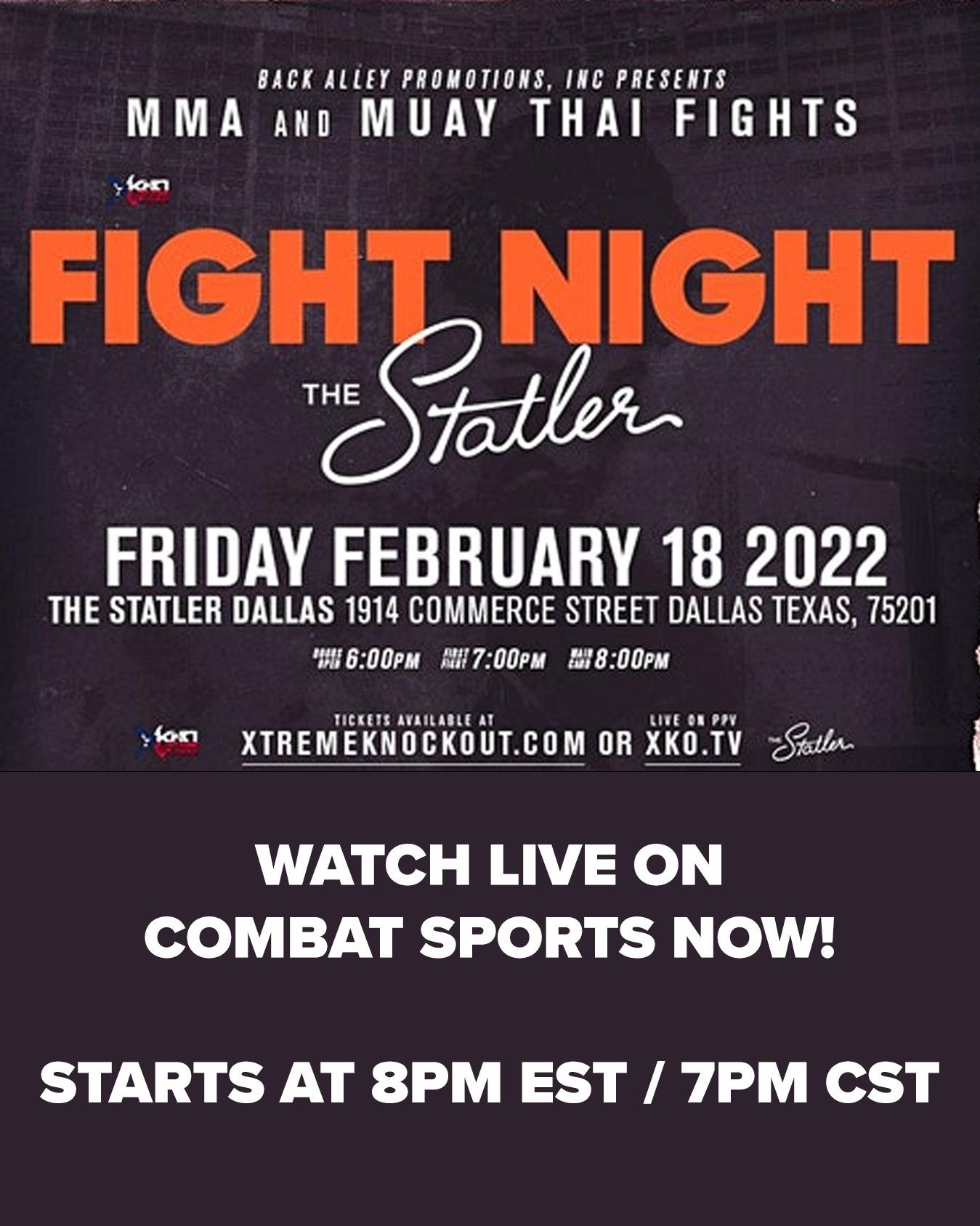 Xtreme Knockout Fight Night II Live on Combat Sports Now