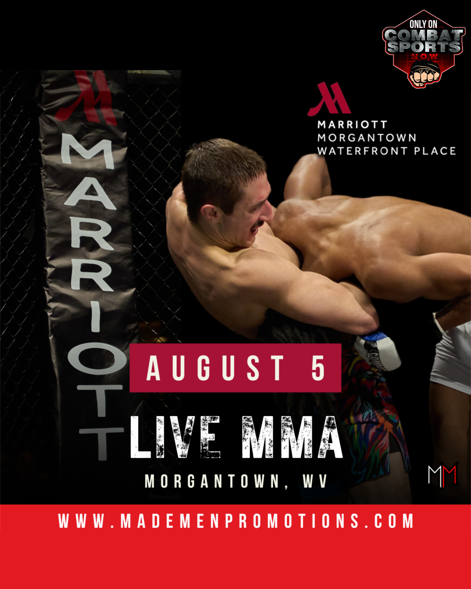 Live MMA at Marriott Morgantown Waterfront Place Live on Combat Sports Now