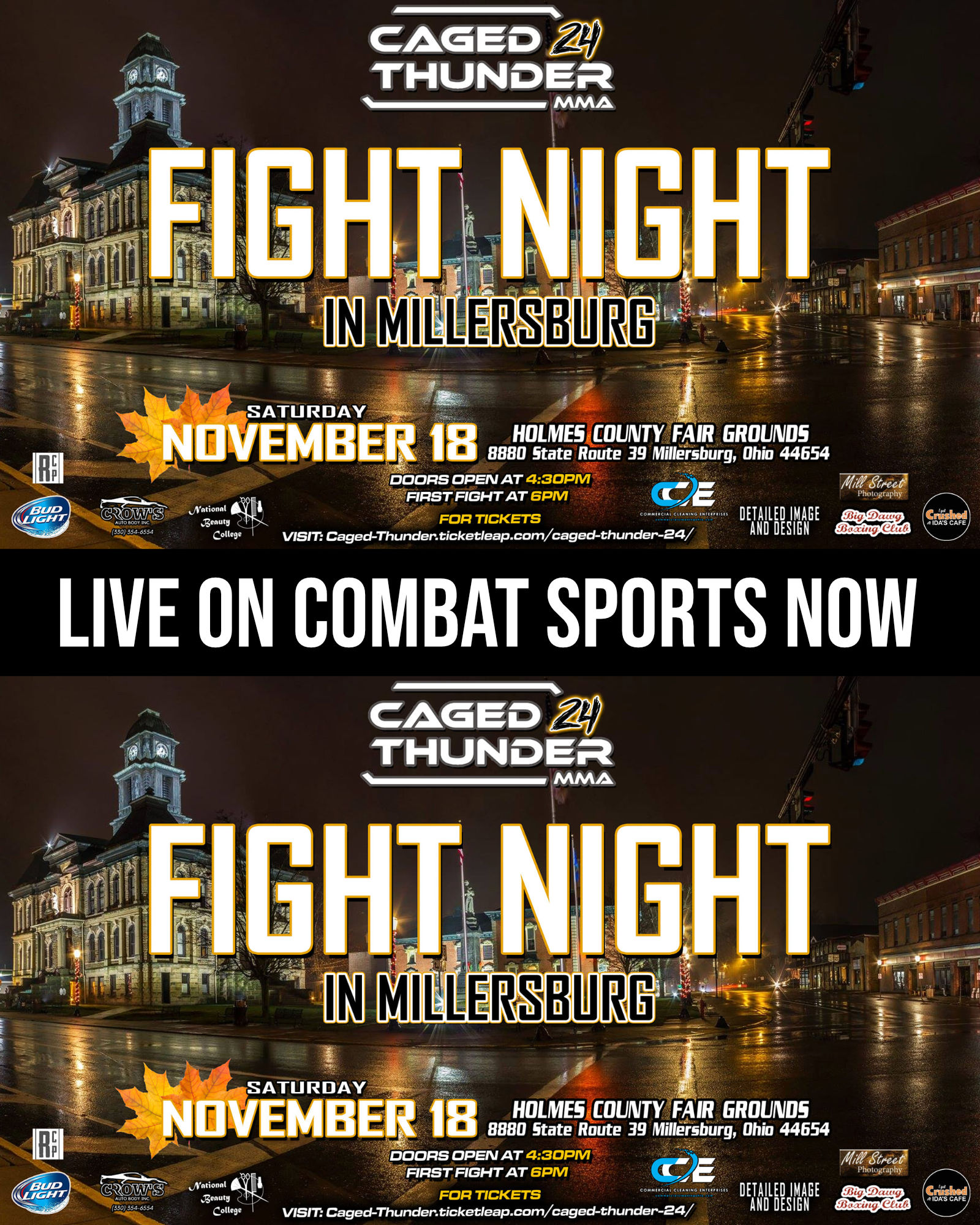 Caged Thunder 24 Fight Night in Millersburg Live on Combat Sports Now