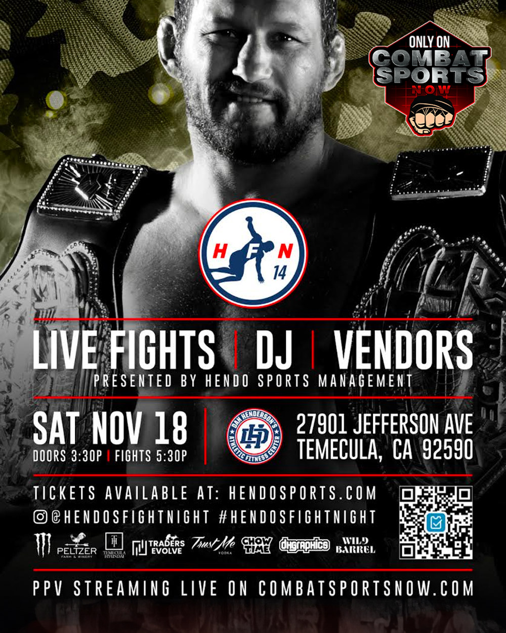 Hendo's Fight Night 14 Live on Combat Sports Now