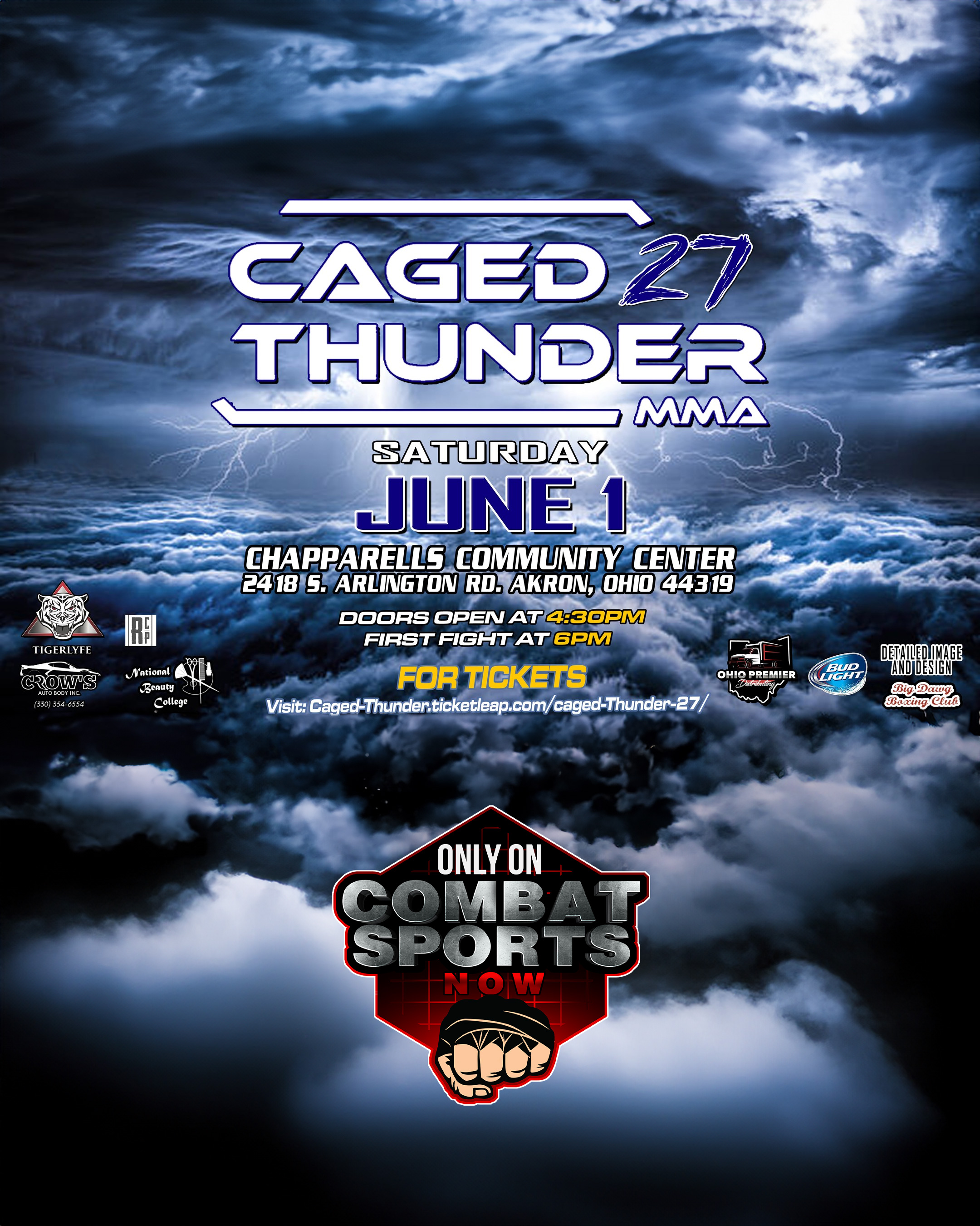 Caged Thunder 27 Live on Combat Sports Now