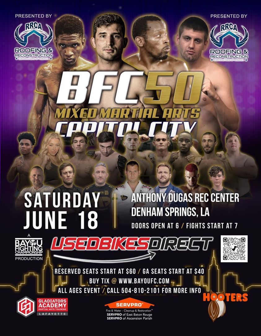 Bayou Fighting Championship 50 Live on Combat Sports Now